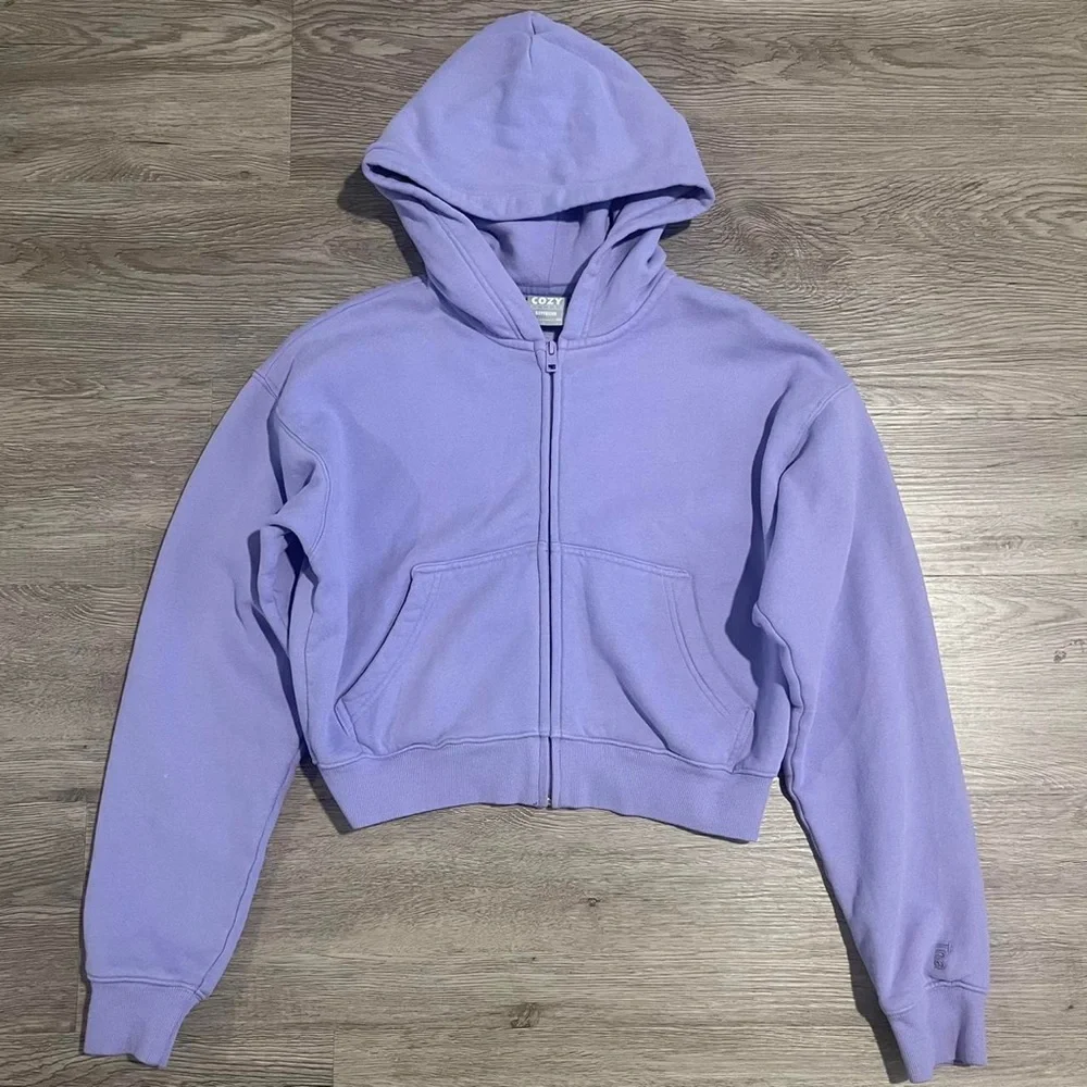 Aritzia Cozy fleece boyfriend boxy zip up hoodie - Picture 1 of 2